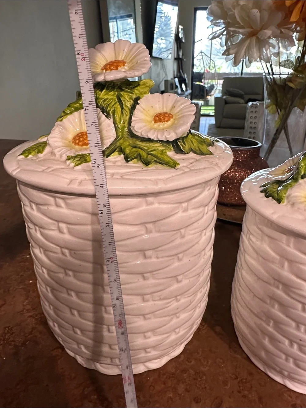 Geo.z.Lefton White Floral Ceramic Canister Set with Daisy Accents - Home Accents